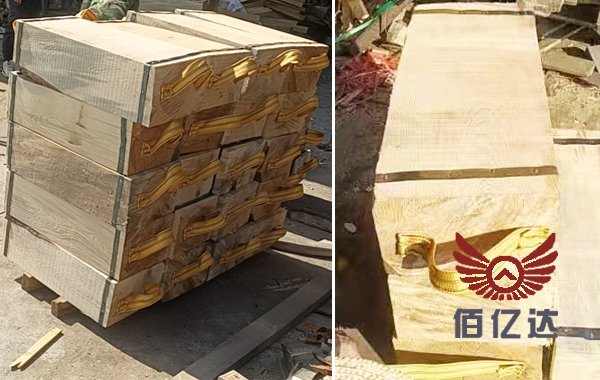 建筑工程铁皮枕木工地卸货图片